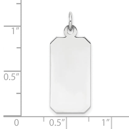 Sterling Silver Ss Rh-Plt Engraveable Rectangle Polished Front/Satin Back Disc Charm