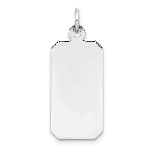 Sterling Silver Ss Rh-Plt Engraveable Rectangle Polished Front/Satin Back Disc Charm