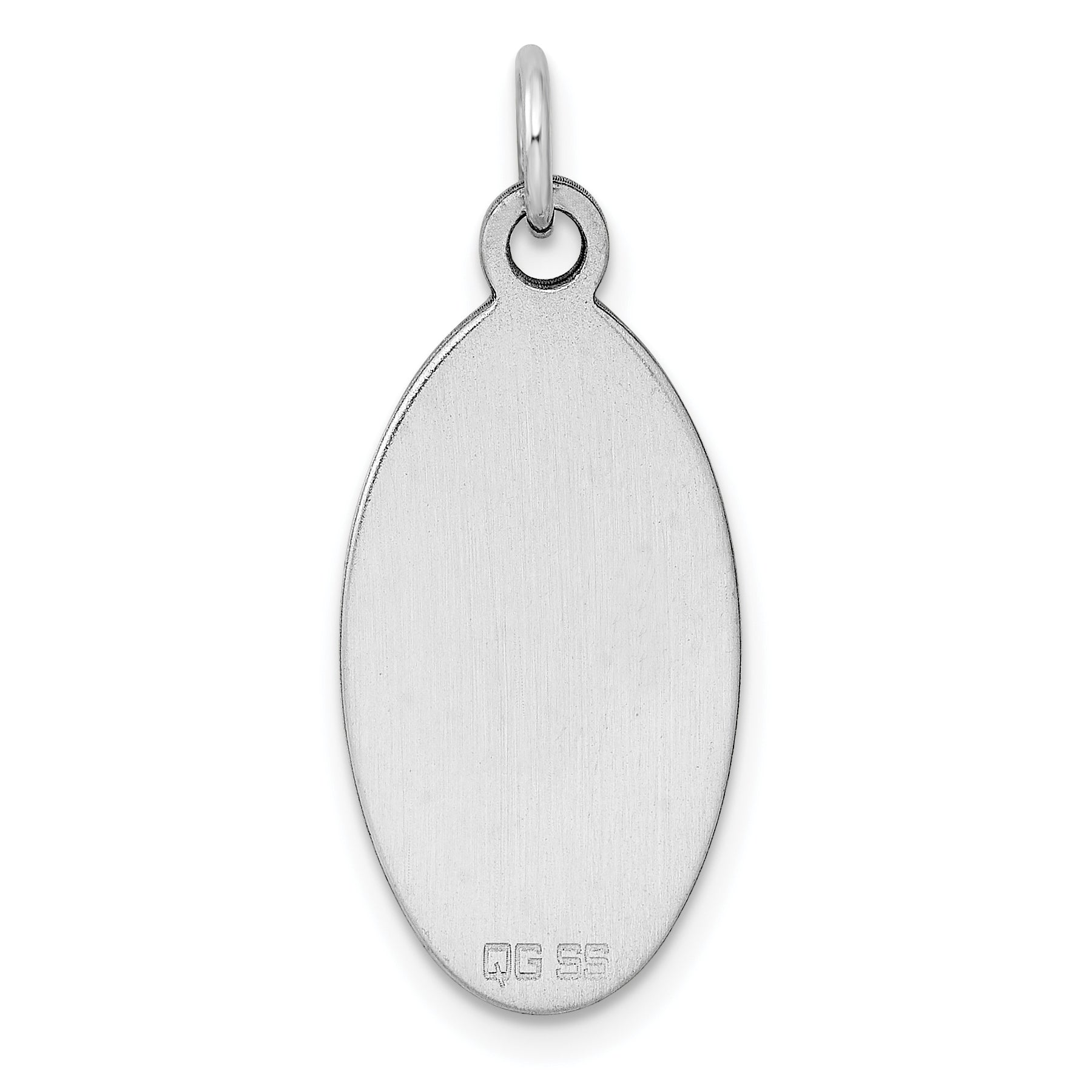 Sterling Silver Sterl Rh-Plt Engraveable Oval Polished Front/Satin Back Disc Charm