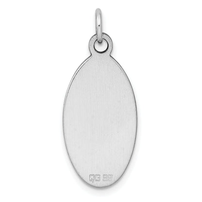Sterling Silver Sterl Rh-Plt Engraveable Oval Polished Front/Satin Back Disc Charm