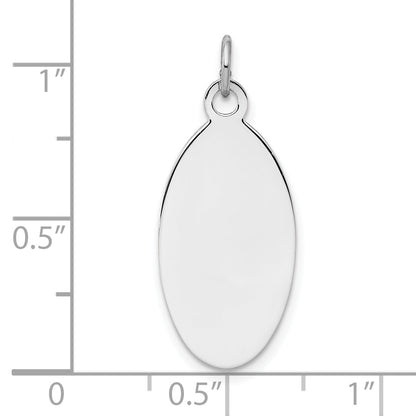Sterling Silver Sterl Rh-Plt Engraveable Oval Polished Front/Satin Back Disc Charm