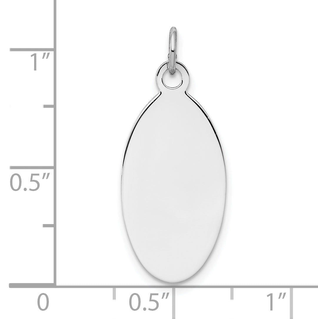 Sterling Silver Sterl Rh-Plt Engraveable Oval Polished Front/Satin Back Disc Charm