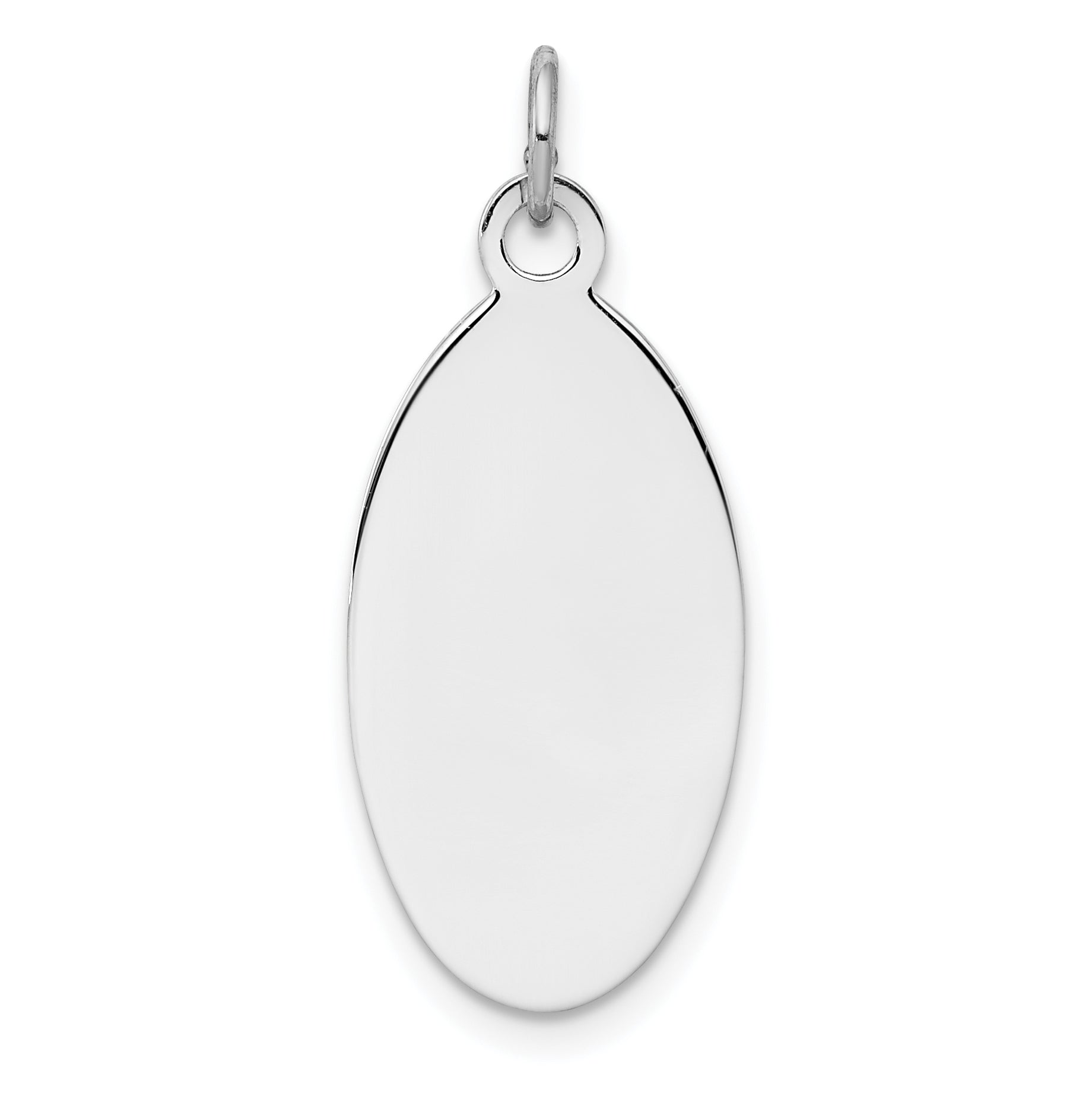 Sterling Silver Sterl Rh-Plt Engraveable Oval Polished Front/Satin Back Disc Charm