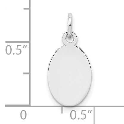 Sterling Silver Rh-Plt Engraveable Oval Polished Front/Back Disc Charm