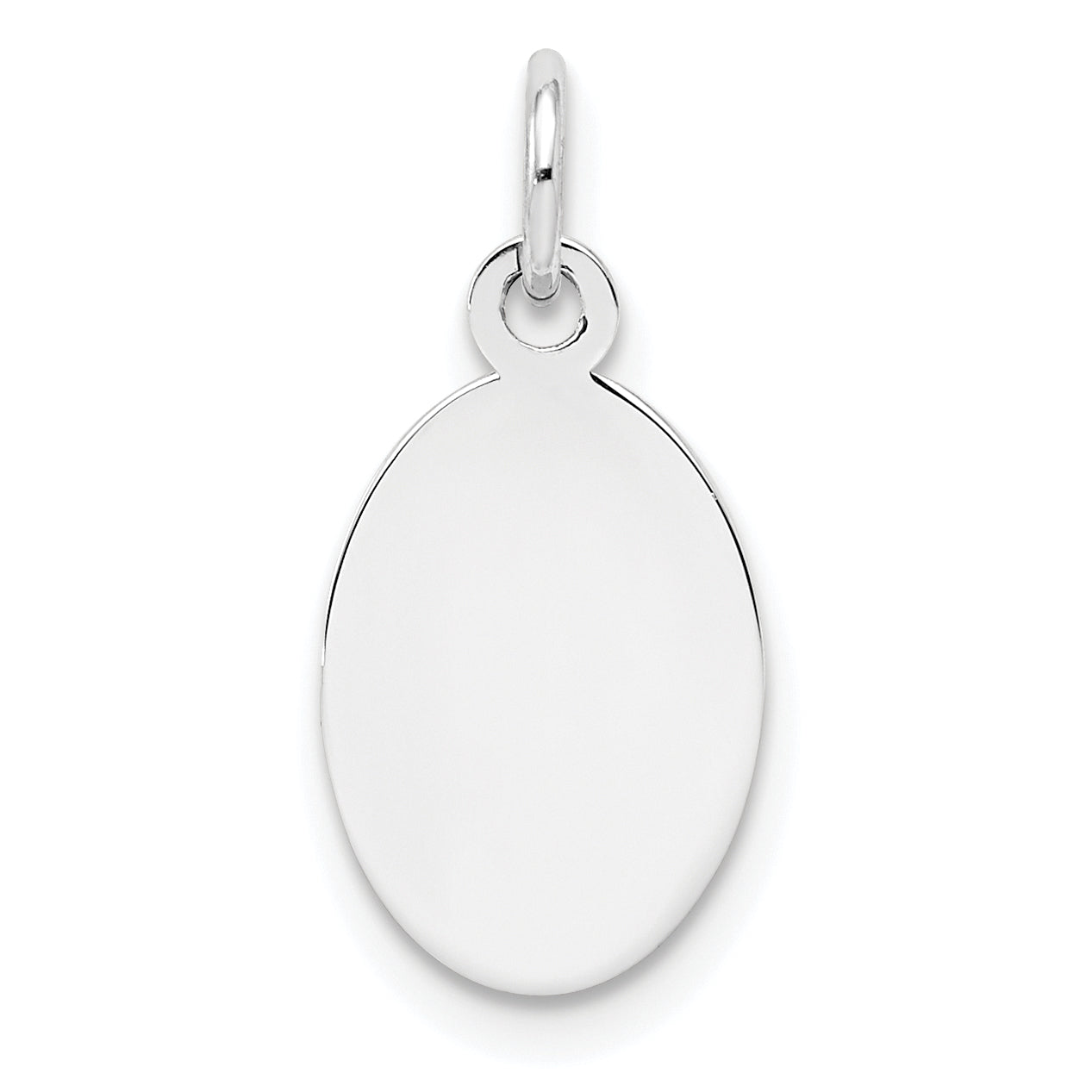 Sterling Silver Sterl Rh-Plt Engraveable Oval Polished Front/Satin Back Disc Charm