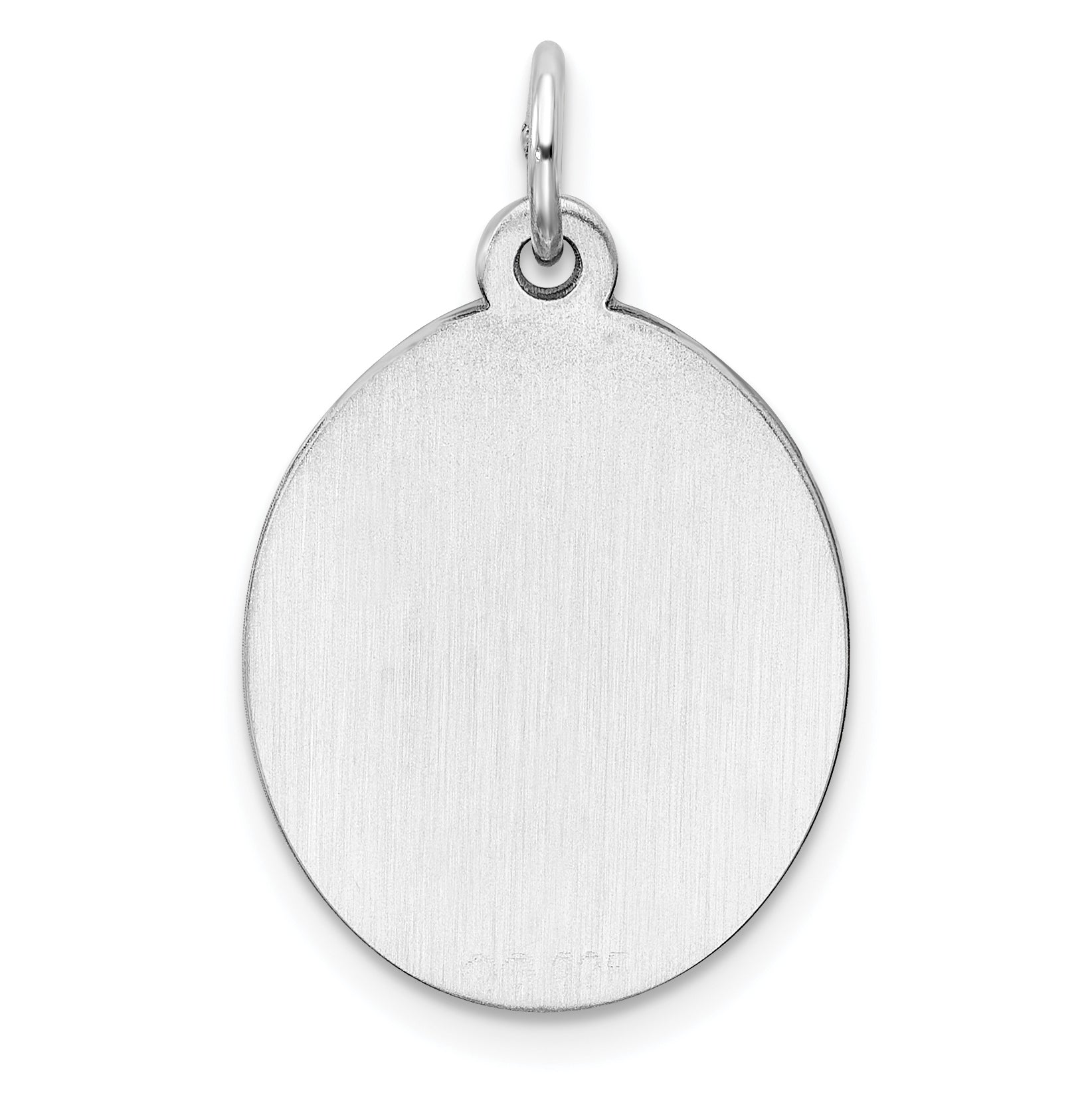 Sterling Silver Rhod-Plate Eng. Oval Polish Front/Satin Back Disc Charm