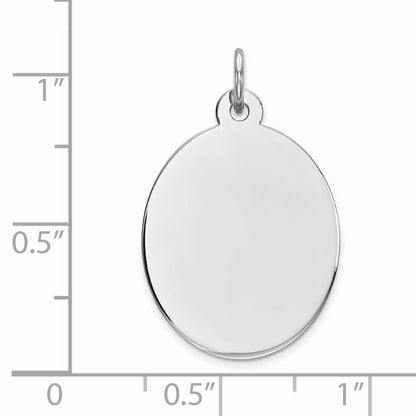 Sterling Silver Rhod-Plate Eng. Oval Polish Front/Back Disc Charm