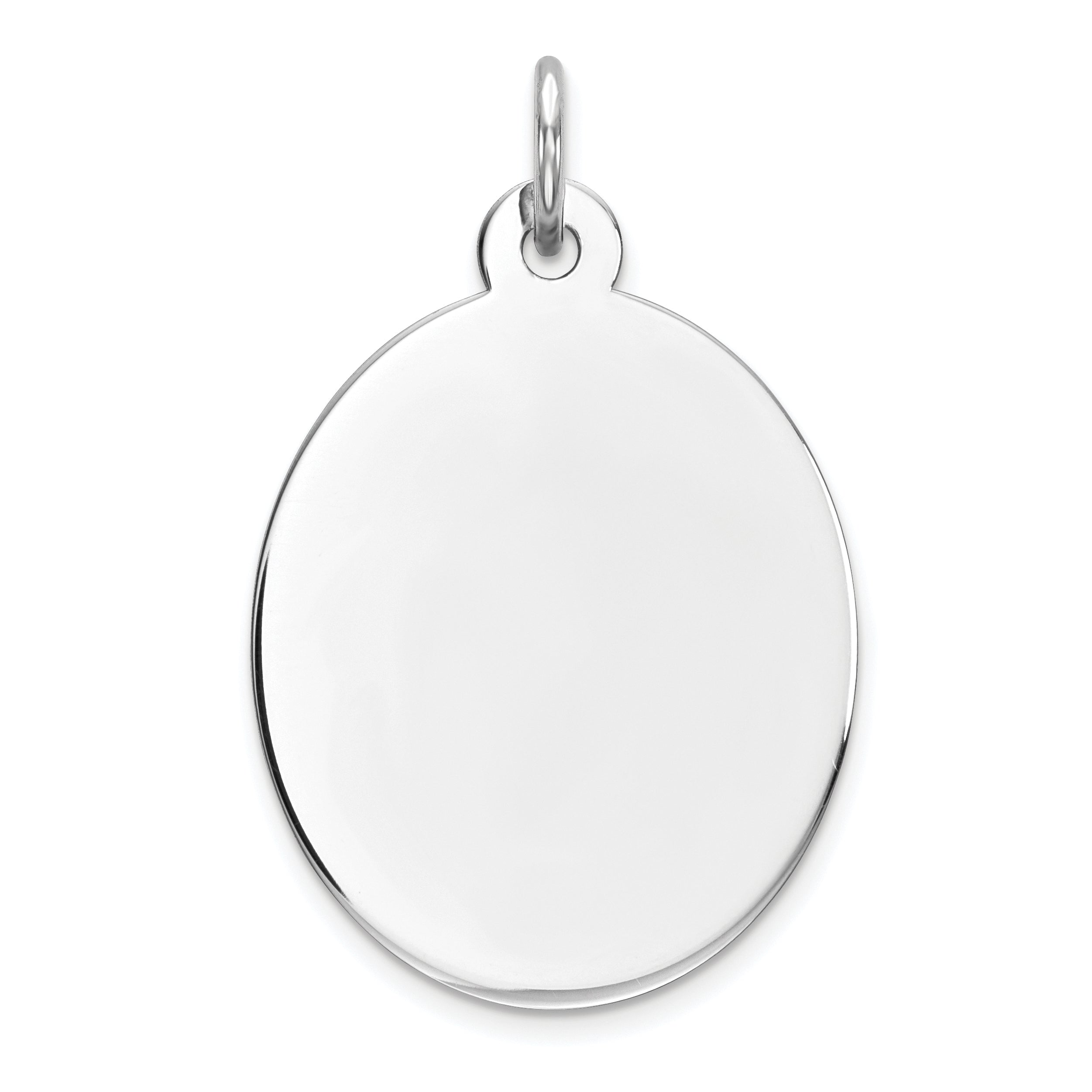 Sterling Silver Rhod-Plate Eng. Oval Polish Front/Satin Back Disc Charm