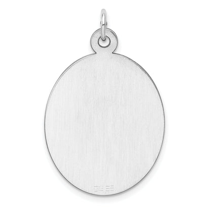 Sterling Silver Rhod-Plate Eng. Oval Polish Front/Satin Back Disc Charm