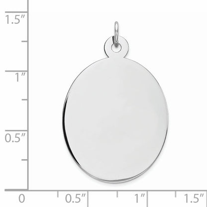 Sterling Silver Rhod-Plate Eng. Oval Polish Front/Back Disc Charm