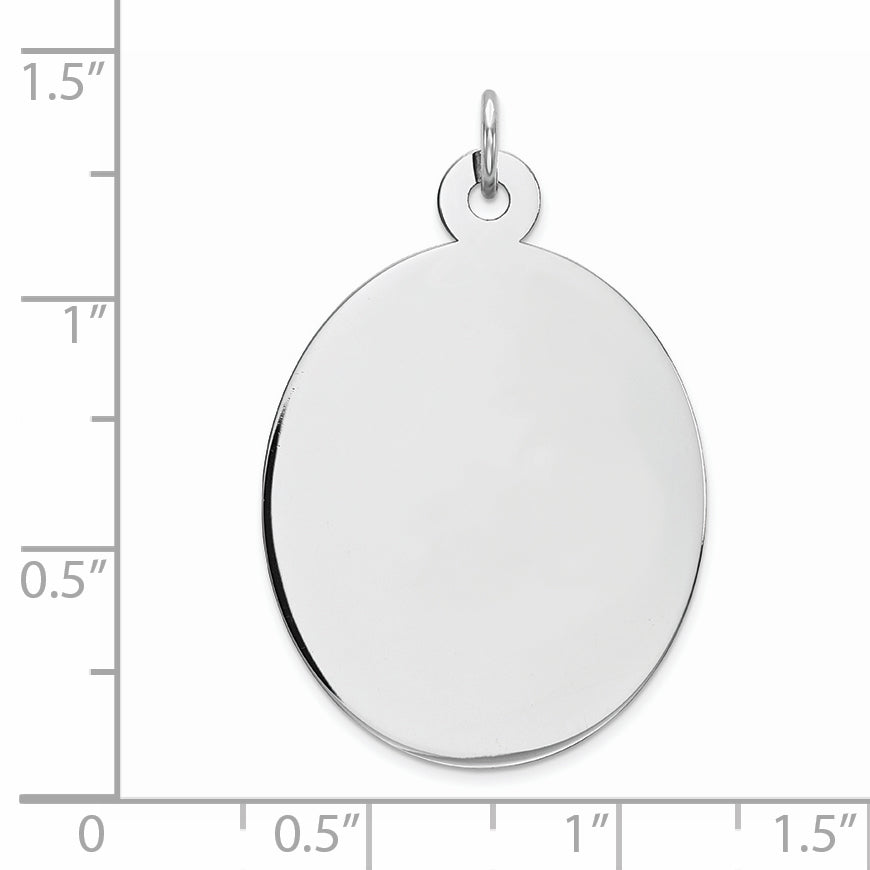 Sterling Silver Rhod-Plate Eng. Oval Polish Front/Back Disc Charm