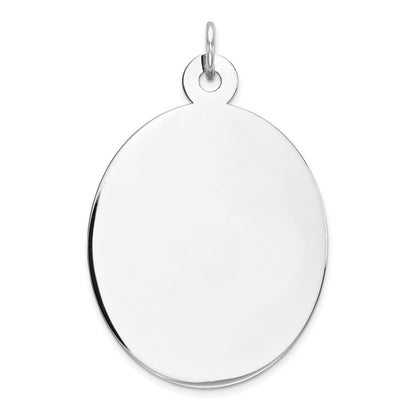 Sterling Silver Rhod-Plate Eng. Oval Polish Front/Satin Back Disc Charm