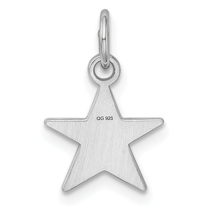 Sterling Silver Rhodium-Plated Engraveable Star Disc Charm