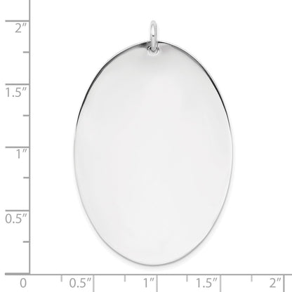 Sterling Silver Sterl Rh-Plt Engraveable Oval Polished Front/Satin Back Disc Charm