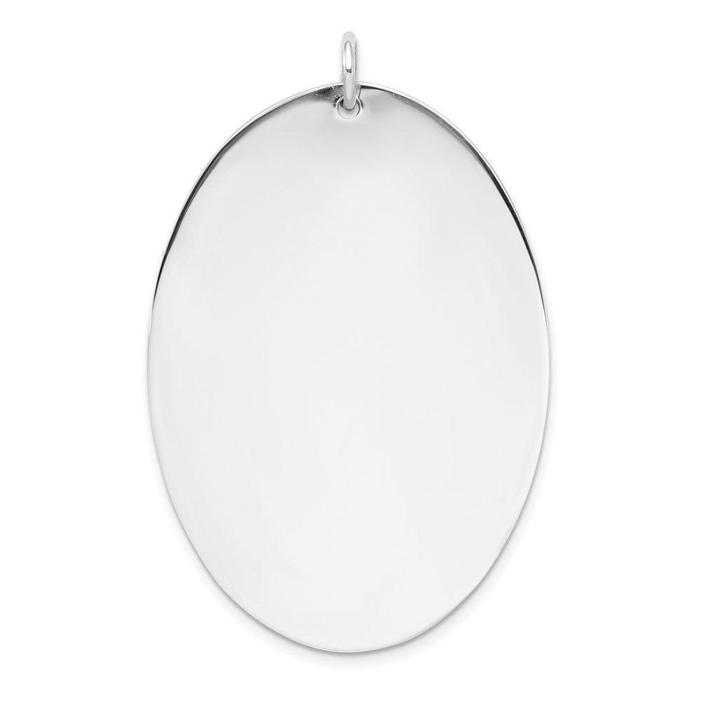 Sterling Silver Sterl Rh-Plt Engraveable Oval Polished Front/Satin Back Disc Charm