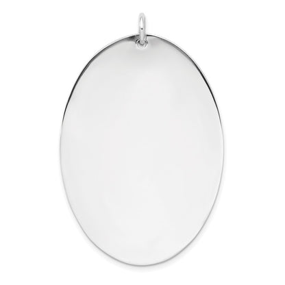 Sterling Silver Sterl Rh-Plt Engraveable Oval Polished Front/Satin Back Disc Charm
