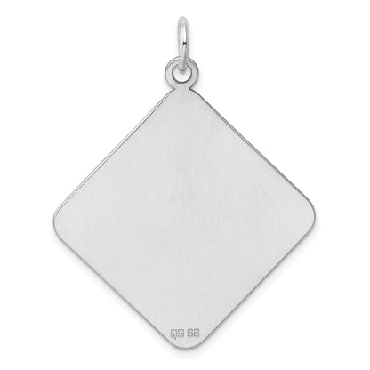 Sterling Silver Rh-Plt Engraveable Polished Front/Satin Back Disc Charm
