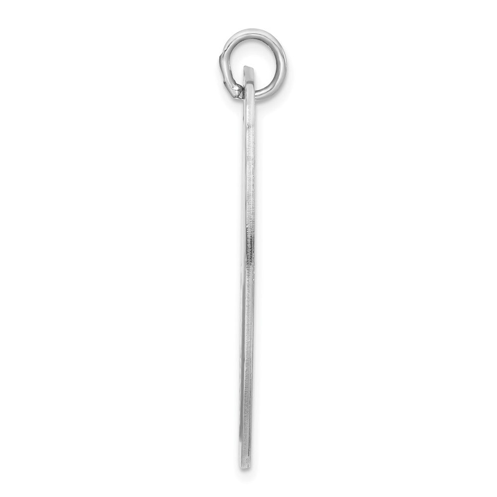 Sterling Silver Rhodium-Plated Engraveable Polished & Striped Front/Satin Back Disc Charm