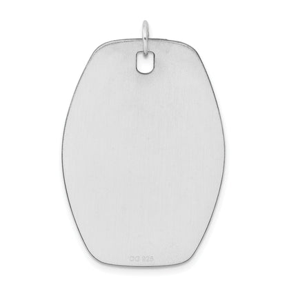 Sterling Silver Rh-Plt Engraveable Polished Front/Satin Back Disc Charm