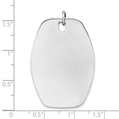 Sterling Silver Rh-Plt Engraveable Polished Front/Satin Back Disc Charm