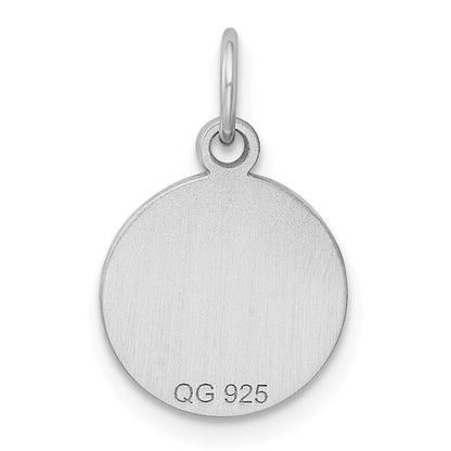 Sterling Silver Rh-Plt Engraveable Round Polished Front/Back Disc Charm