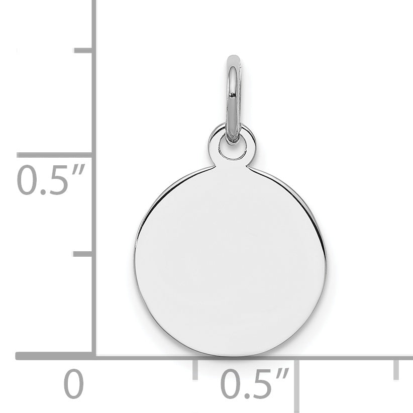 Sterling Silver Ss Rh-Plt Engraveable Round Polished Front/Satin Back Disc Charm