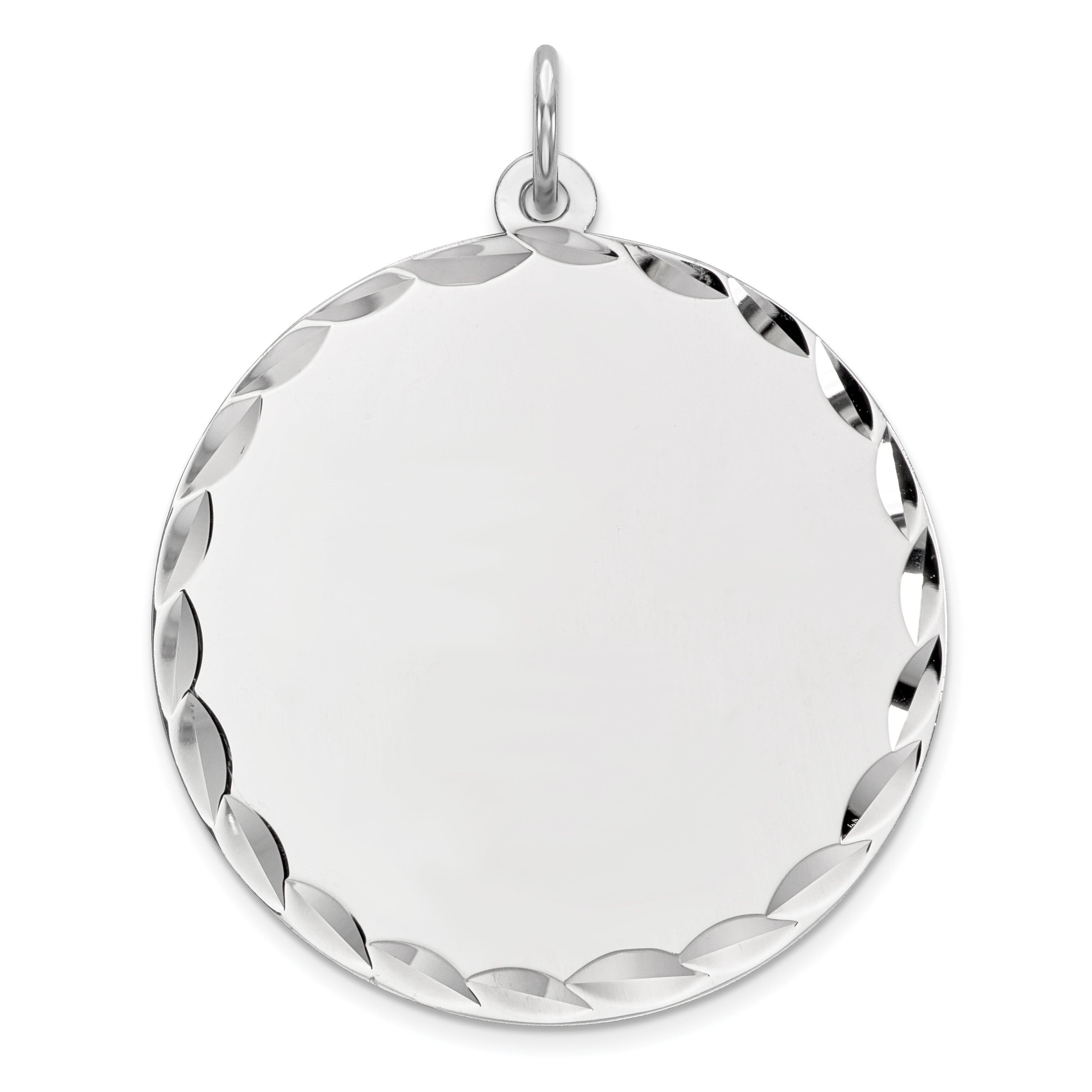 Sterling Silver Rhod-Plated Eng. Rnd Polish Front/Satin Back Disc Charm