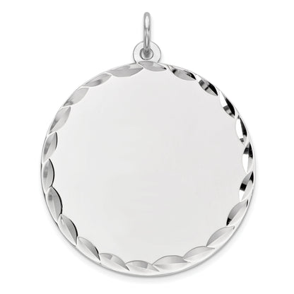 Sterling Silver Rhod-Plated Eng. Round Polished Front/Back Disc Charm