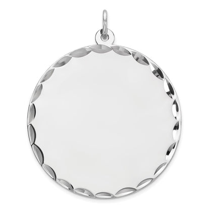 Sterling Silver Rhod-Plated Eng. Round Polish Front/Satin Back Disc Charm