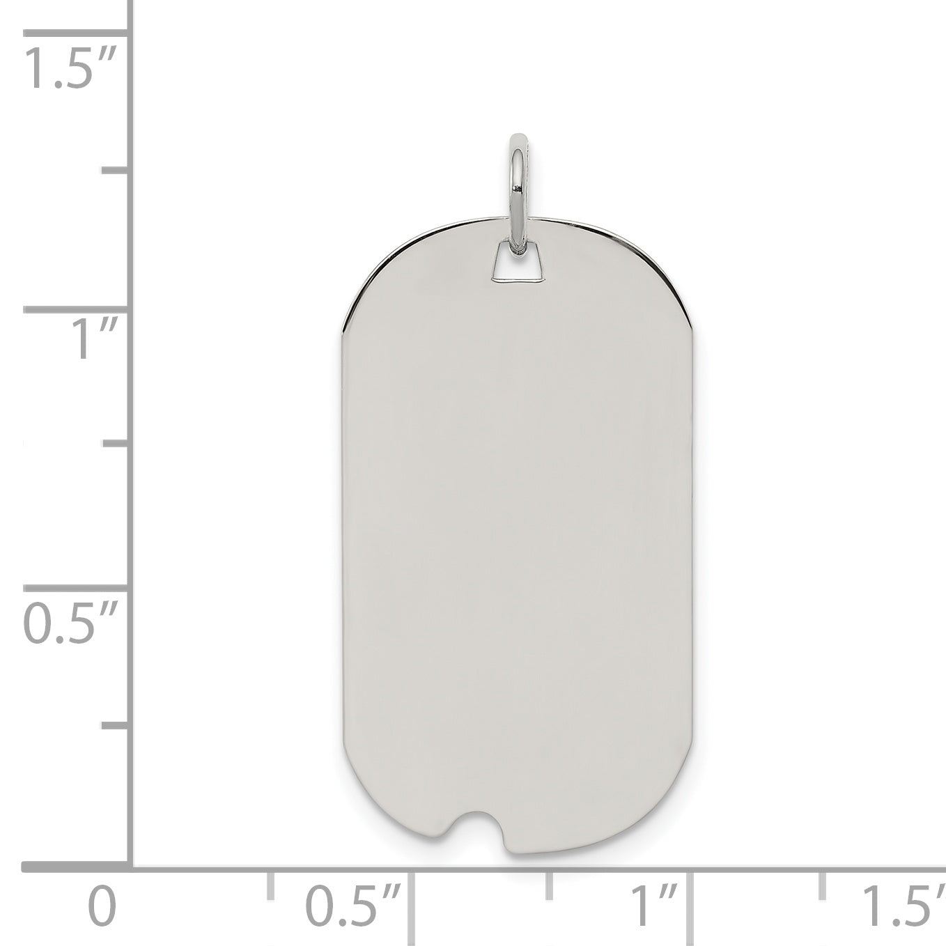 Sterling Silver Rhod-Plate Eng. Dog Tag Polish Front/Satin Back Disc Charm