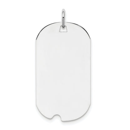 Sterling Silver Rhod-Plate Eng. Dog Tag Polish Front/Satin Back Disc Charm