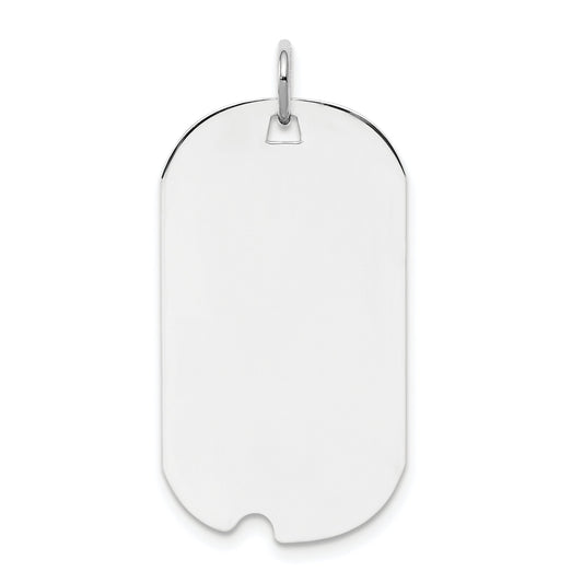 Sterling Silver Rhod-Plate Eng. Dog Tag Polish Front/Satin Back Disc Charm