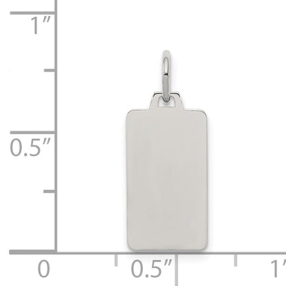 Sterling Silver Rhod-Plate Eng. Rect. Polish Front/Satin Back Disc Charm