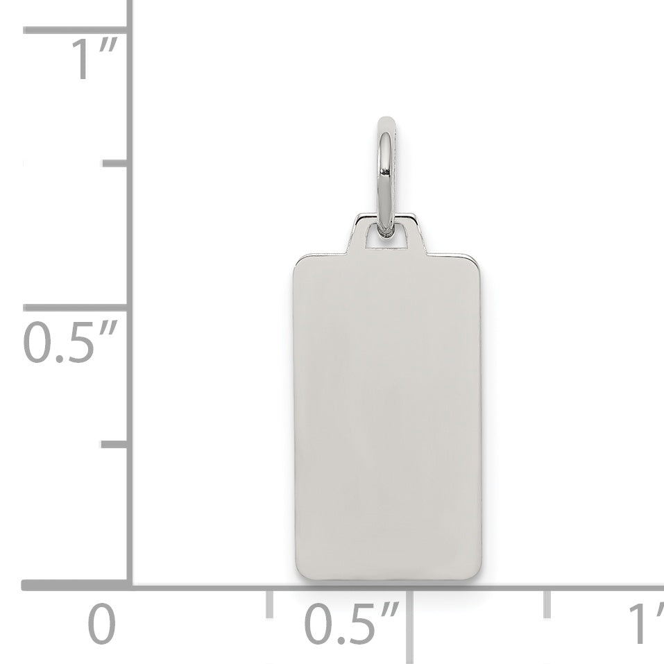 Sterling Silver Rhod-Plate Eng. Rect. Polish Front/Satin Back Disc Charm