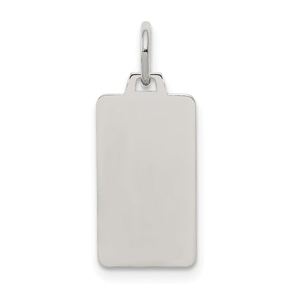Sterling Silver Rhod-Plate Eng. Rect. Polish Front/Satin Back Disc Charm