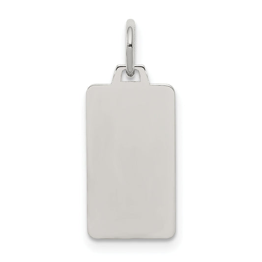 Sterling Silver Rhod-Plate Eng. Rect. Polish Front/Satin Back Disc Charm