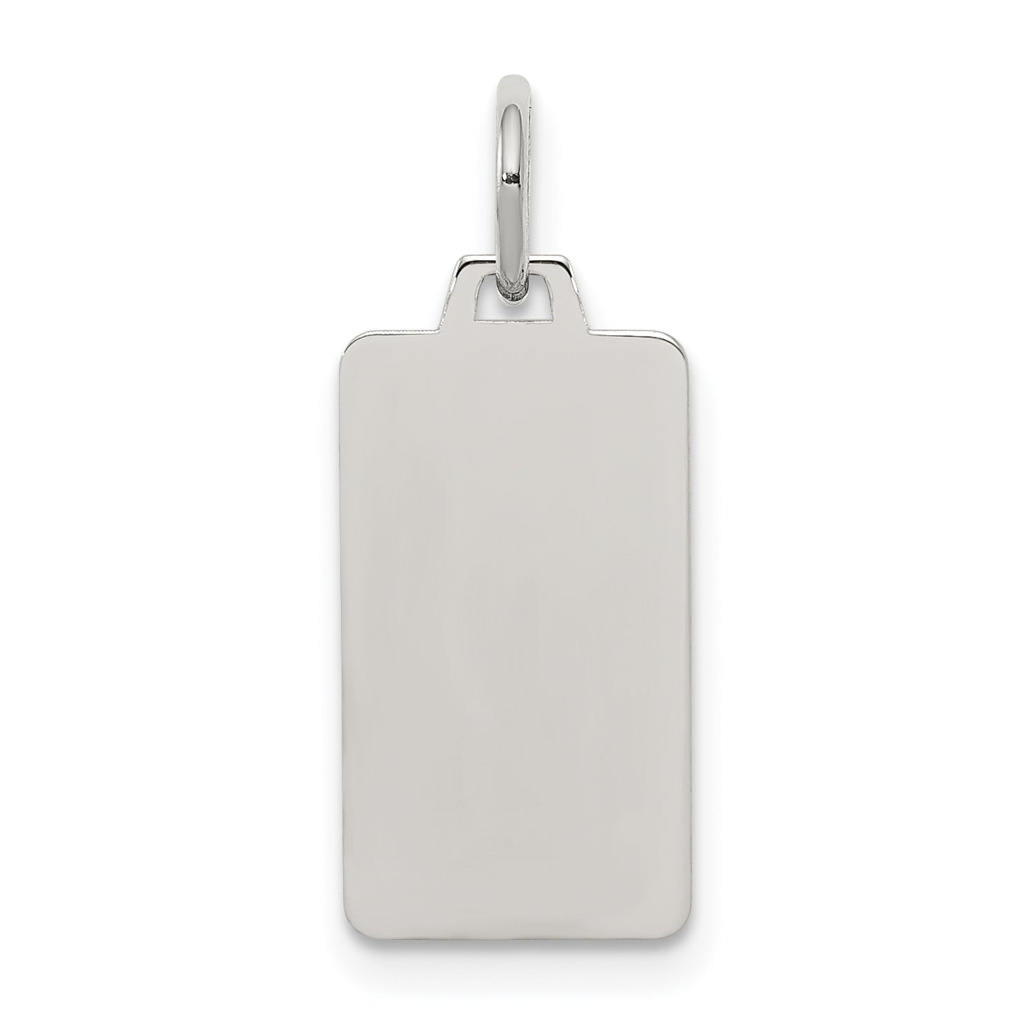 Sterling Silver Rhod-Plate Eng. Rect. Polish Front/Satin Back Disc Charm