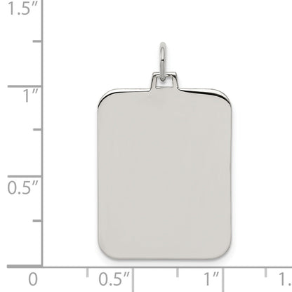 Sterling Silver Rhod-Plate Eng. Rect. Polish Front/Satin Back Disc Charm