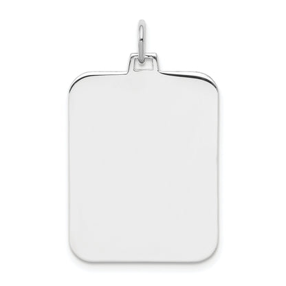 Sterling Silver Rhod-Plate Eng. Rect. Polish Front/Satin Back Disc Charm