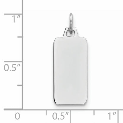 Sterling Silver Rhod-Plate Eng. Rect. Polish Front/Satin Back Disc Charm