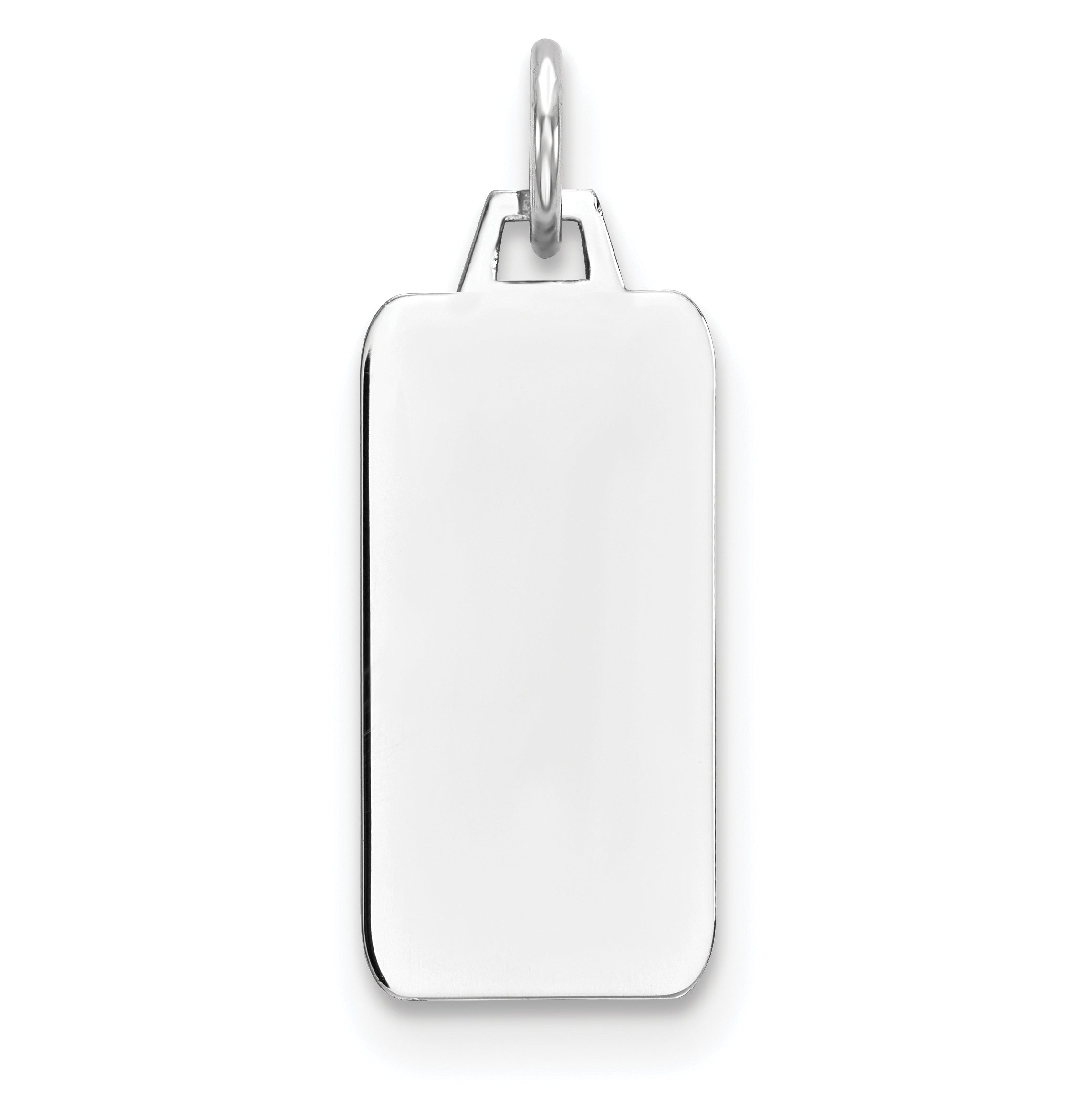 Sterling Silver Rhod-Plate Eng. Rect. Polish Front/Satin Back Disc Charm