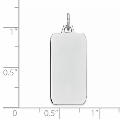 Sterling Silver Rhod-Plate Eng. Rect. Polish Front/Satin Back Disc Charm