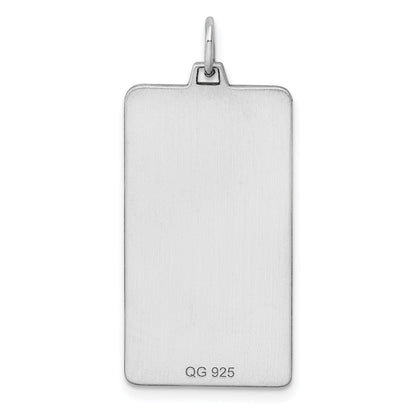 Sterling Silver Rhod-Plate Eng. Rect. Polish Front/Satin Back Disc Charm