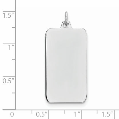 Sterling Silver Rhod-Plate Eng. Rect. Polish Front/Satin Back Disc Charm