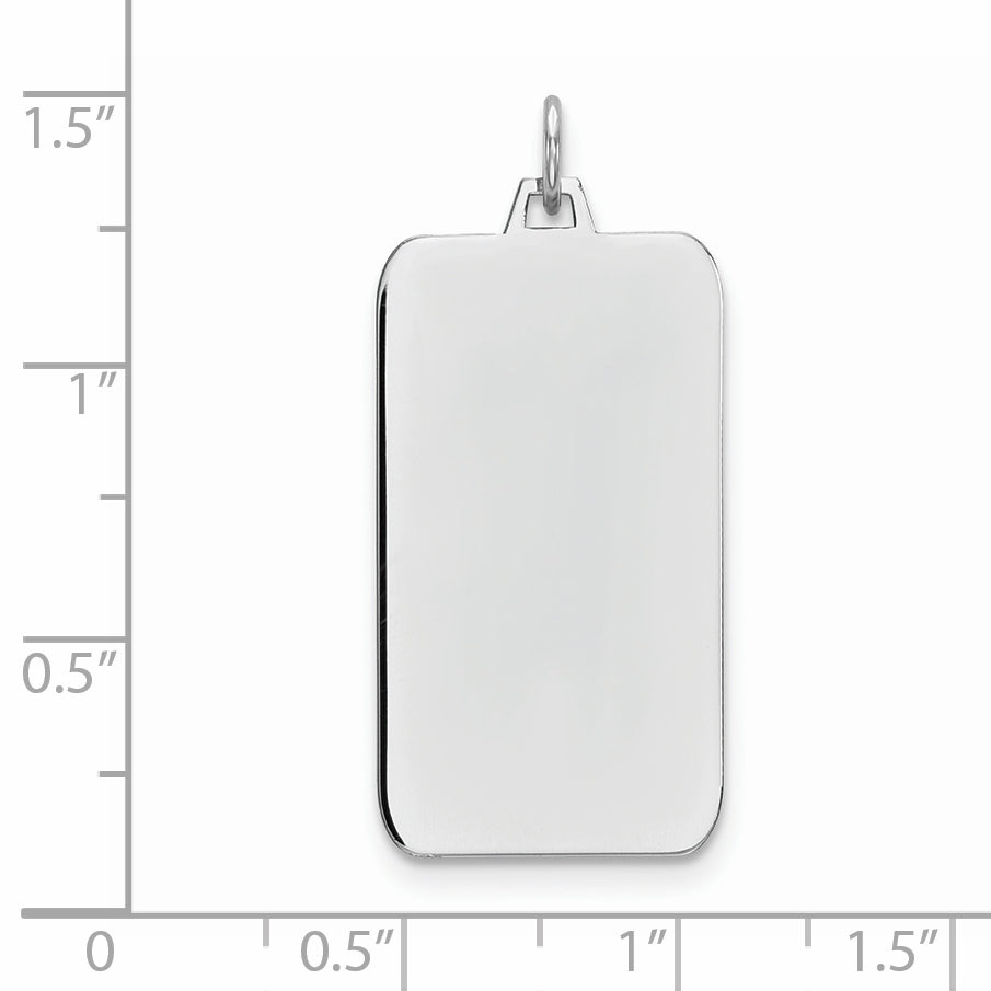 Sterling Silver Rhod-Plate Eng. Rect. Polish Front/Satin Back Disc Charm