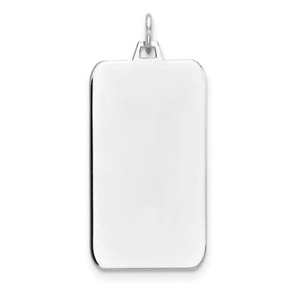 Sterling Silver Rhod-Plate Eng. Rect. Polish Front/Satin Back Disc Charm