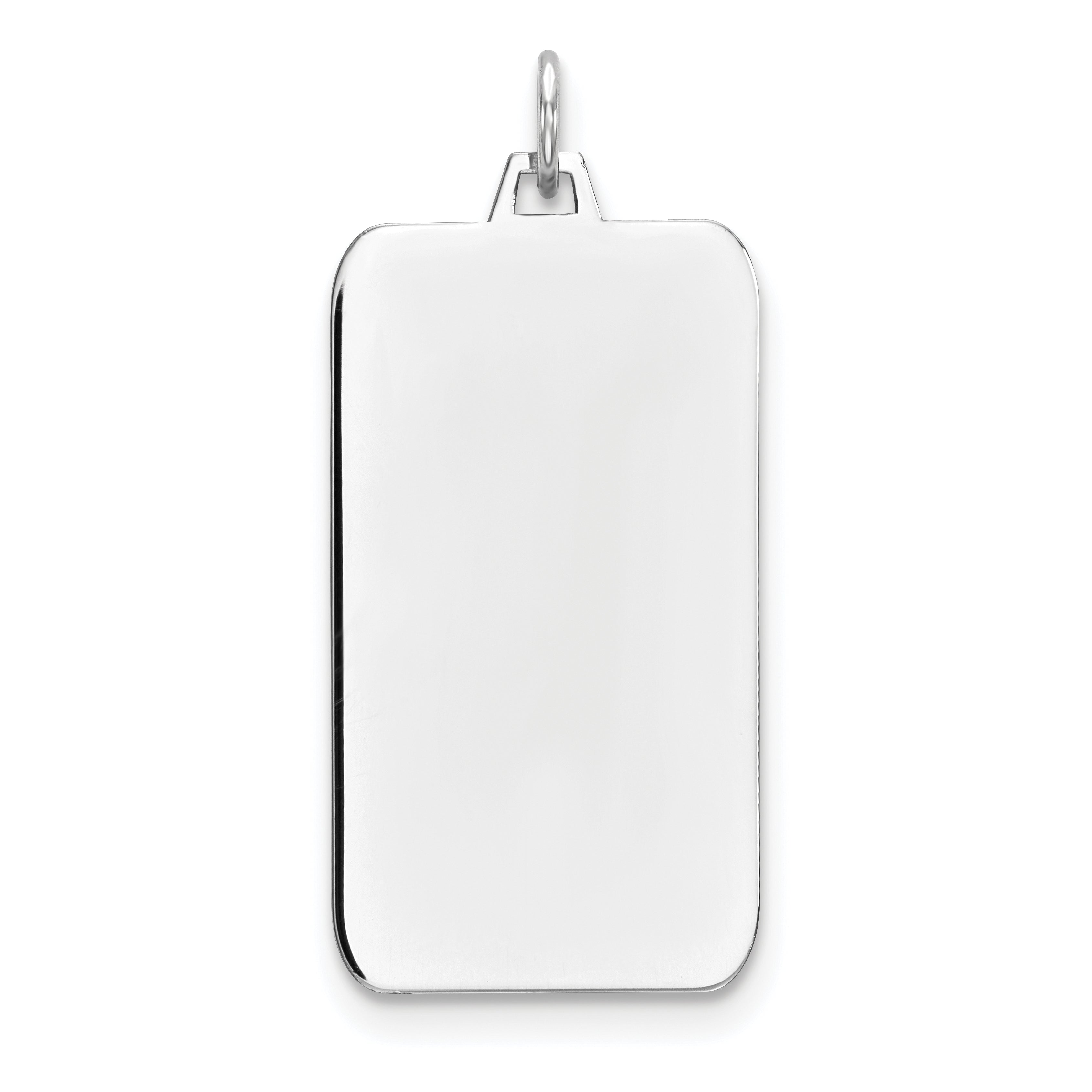 Sterling Silver Rhod-Plate Eng. Rect. Polish Front/Satin Back Disc Charm