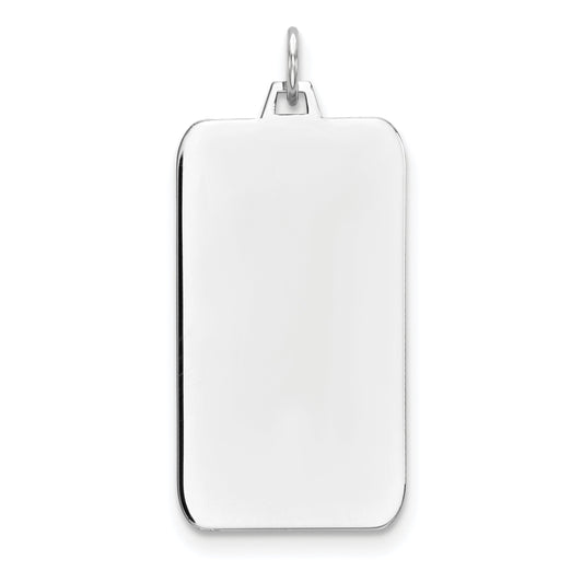 Sterling Silver Rhod-Plate Eng. Rect. Polish Front/Satin Back Disc Charm