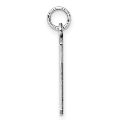 Sterling Silver Rhod-Plate Eng. Rect. Polish Front/Satin Back Disc Charm