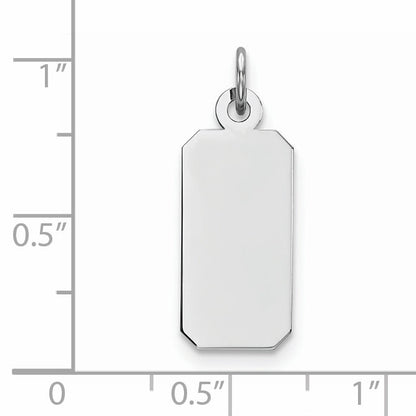 Sterling Silver Rhod-Plate Eng. Rect. Polish Front/Satin Back Disc Charm